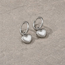 Load image into Gallery viewer, Tarnish Resistant Pearlescent Heart Huggies: Gold