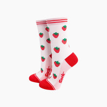 Load image into Gallery viewer, Strawberries Bamboo Socks in Light Pink: UK 3-7 | EU 36-40 | US 5-9