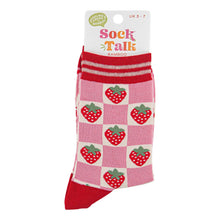 Load image into Gallery viewer, Women&#39;s Bamboo Socks - Pink/Red, Checked Strawberry: UK 3-7 | EU 36-40 | US 5-9