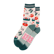 Load image into Gallery viewer, Women&#39;s Bamboo Socks - Cream/Green, Gardening: UK 3-7 | EU 36-40 | US 5-9