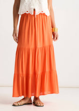 Load image into Gallery viewer, Orange Viscose Tiered Skater Maxi Skirt