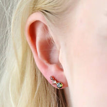 Load image into Gallery viewer, Triple Crystal Stud Earrings in Gold
