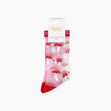 Load image into Gallery viewer, Toadstools Combed Cotton Sheer Pop Socks in Red: UK 3-7 | EU 36-40 | US 5-9