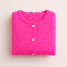 Load image into Gallery viewer, Round Neck Long Sleeve Mohair Cardigan
