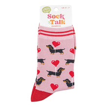 Load image into Gallery viewer, Women&#39;s Bamboo Socks - Light Pink/Red, Sausage Dogs: UK 3-7 | EU 36-40 | US 5-9