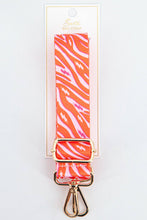 Load image into Gallery viewer, Two Tone Zebra and Lightning Bolt Bag Strap in Pink &amp; Orange: One-size