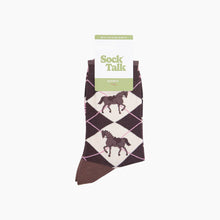 Load image into Gallery viewer, Horse Argyle Women's Bamboo Socks in Brown: UK 3-7 | EU 36-40 | US 5-9