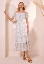 Load image into Gallery viewer, White Ditsy Mesh Bardot Maxi Dress