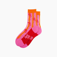 Load image into Gallery viewer, Lobster Stripes Combed Cotton Sheer Pop Socks in Pink/Red: UK 3-7 | EU 36-40 | US 5-9