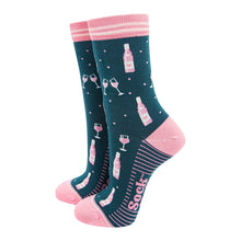 Load image into Gallery viewer, Women&#39;s Bamboo Socks - Forest Green/Light pink, Rose Wine: UK 3-7 | EU 36-40 | US 5-9