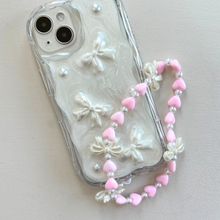 Load image into Gallery viewer, Beaded Phone Strap - Hearts &amp; Bows