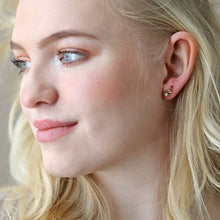 Load image into Gallery viewer, Triple Crystal Stud Earrings in Gold