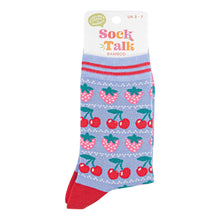 Load image into Gallery viewer, Women&#39;s Bamboo Socks - Light Blue/Red, Strawberries: UK 3-7 | EU 36-40 | US 5-9