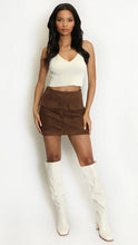 Load image into Gallery viewer, Brown Suede A Line Skirt