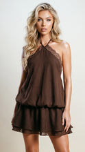 Load image into Gallery viewer, Brown Chiffon Halterneck Mini Dress