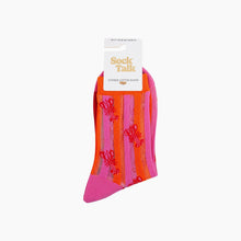 Load image into Gallery viewer, Lobster Stripes Combed Cotton Sheer Pop Socks in Pink/Red: UK 3-7 | EU 36-40 | US 5-9