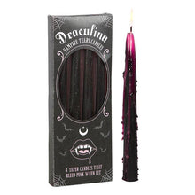 Load image into Gallery viewer, Set of 4 Gothic Pink Vampire Tears Bleeding Halloween Taper Candles