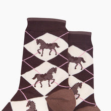 Load image into Gallery viewer, Horse Argyle Women's Bamboo Socks in Brown: UK 3-7 | EU 36-40 | US 5-9