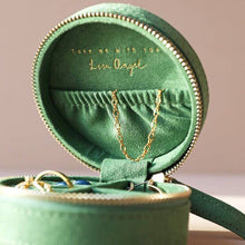 Load image into Gallery viewer, Sun and Moon Embroidered Round Jewellery Case in Green