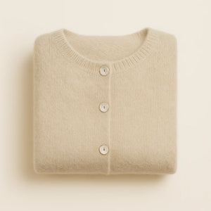 Round Neck Long Sleeve Mohair Cardigan