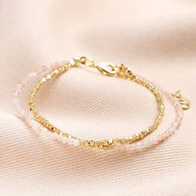 Load image into Gallery viewer, Pink Semi-Precious Stone Layered Beaded Bracelet in Gold