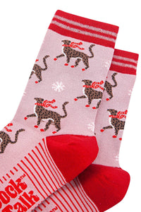 Women's Bamboo Socks - Pink/Red, Winter Cheetah: UK 3-7 | EU 36-40 | US 5-9