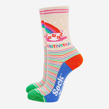 Load image into Gallery viewer, Women's Combed Cotton Ankle Socks- Cream, Positivitea: UK 3-7 | EU 36-40 | US 5-9