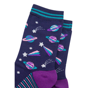 Women's Bamboo Socks - Navy Blue/Purple, Outer Space: UK 3-7 | EU 36-40 | US 5-9