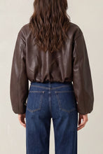 Load image into Gallery viewer, Brown PU Cropped Jacket