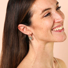 Load image into Gallery viewer, Blue and Pink Crystal Drop Earrings in Gold