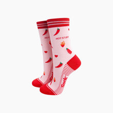 Load image into Gallery viewer, Hot Stuff Chilli Pepper Bamboo Socks in Pink: UK 3-7 | EU 36-40 | US 5-9
