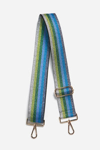 Blue Green Lurex Stripe Bag Strap