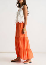 Load image into Gallery viewer, Orange Viscose Tiered Skater Maxi Skirt