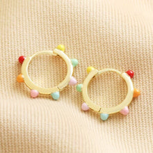 Load image into Gallery viewer, Pom Pom Huggie Hoops Multi Colour