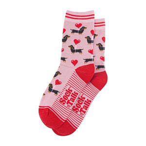 Women's Bamboo Socks - Light Pink/Red, Sausage Dogs: UK 3-7 | EU 36-40 | US 5-9