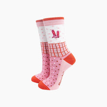 Load image into Gallery viewer, Embroidered Cowboy Boots Combed Cotton Socks in Pink: UK 3-7 | EU 36-40 | US 5-9