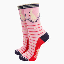 Load image into Gallery viewer, Women's Bamboo Socks - Pink, Rabbit Wreath and Strawberry: UK 3-7 | EU 36-40 | US 5-9