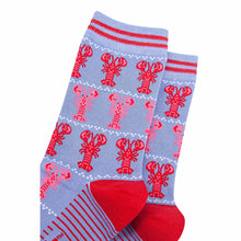 Load image into Gallery viewer, Women&#39;s Bamboo Socks - Light Blue/Red, Lobsters: UK 3-7 | EU 36-40 | US 5-9