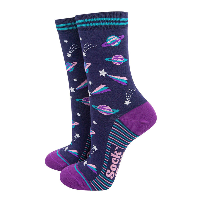 Women's Bamboo Socks - Navy Blue/Purple, Outer Space: UK 3-7 | EU 36-40 | US 5-9