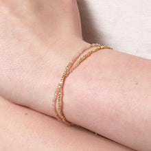 Load image into Gallery viewer, Pink Semi-Precious Stone Layered Beaded Bracelet in Gold