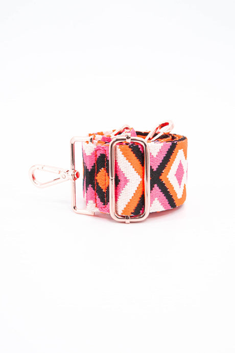 Woven Aztec Print Wide Bag Strain Pink & Orange: One-size
