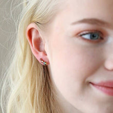 Load image into Gallery viewer, Triple Crystal Stud Earrings in Gold