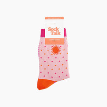 Load image into Gallery viewer, Embroidered Sun Spotted Combed Cotton Socks in Pink: UK 3-7 | EU 36-40 | US 5-9