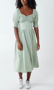 Sage Buttoned Midi Dress