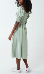 Sage Buttoned Midi Dress