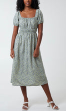 Load image into Gallery viewer, Sage Floral Square Neck  Midi Dress