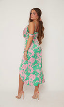 Load image into Gallery viewer, Camila Pink &amp; Green Floral Wrap Over Midi Dress