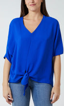 Load image into Gallery viewer, Royal Blue V-Neck Tie Hem Top