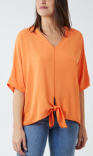 Load image into Gallery viewer, Orange V-Neck Tie Hem Top