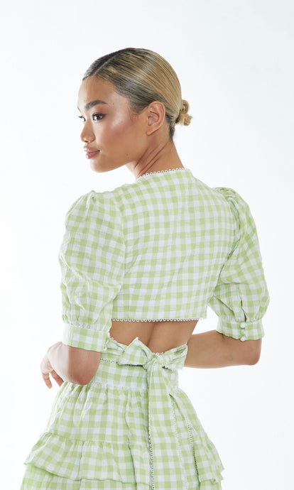 Glamorous Green Gingham Top